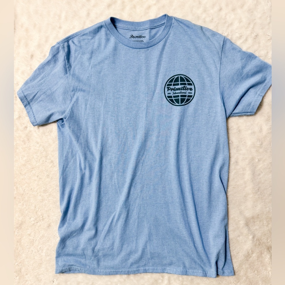 PRIMITIVE International Blue World Logo Tee Shirt NEVER WORN